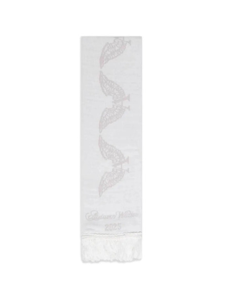  Alexander Digenova Tonal White Fringed Scarf 