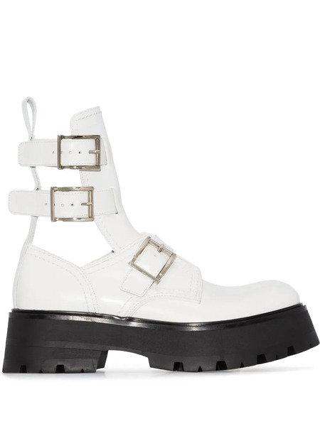  Alexander Mcqueen Buckle-fastened Caged Boots - White 