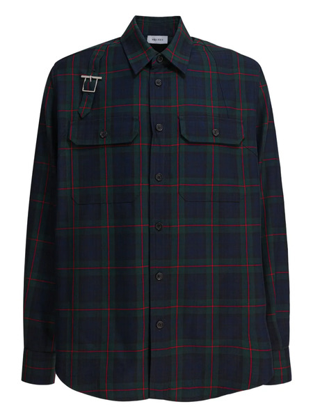  Alexander Mcqueen Buckle-strap Plaid Shirt - Blue 