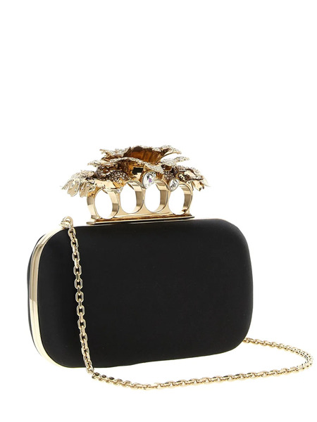  Alexander Mcqueen Carnation Knuckle Clutch Bag - Black 