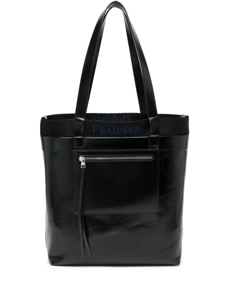  Alexander Mcqueen Coated-finish Shoulder Bag - Black 