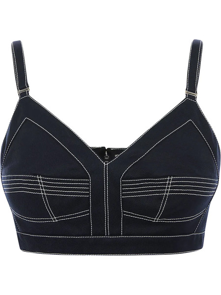  Alexander Mcqueen Contrast-stitch Crop Top - Blue 