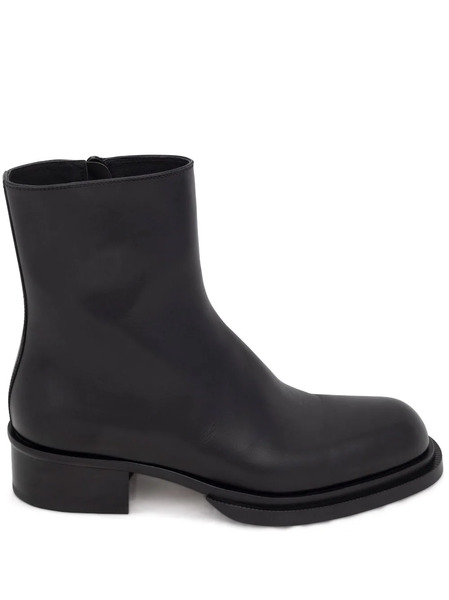  Alexander Mcqueen Cuban Stack Leather Boots - Black 