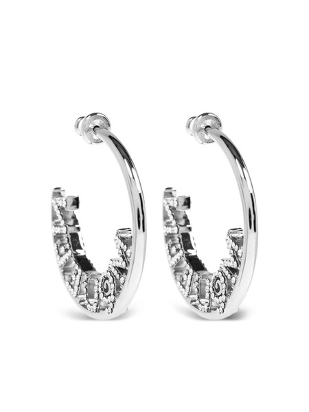  Alexander Mcqueen Diamond-embellished Hoop Earrings - Grey 