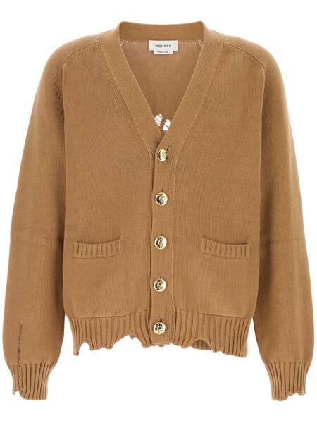 Alexander Mcqueen Distressed Skull Cardigan - Neutrals 