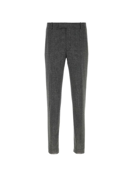  Alexander Mcqueen Embroidered Wool Cigarette Trousers - Grey 