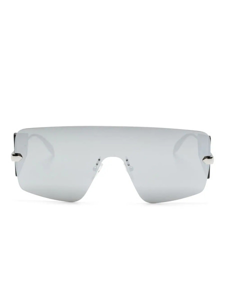  Alexander Mcqueen Eyewear Mirrored Shield-frame Sunglasses - Silver 
