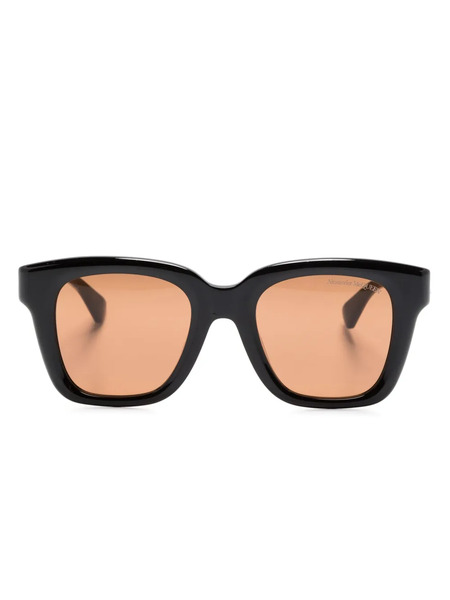  Alexander Mcqueen Eyewear Skull-appliqué Square-frame Sunglasses - Black 
