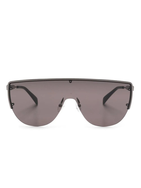  Alexander Mcqueen Eyewear Skull-stud Shield-frame Sunglasses - Black 