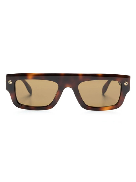  Alexander Mcqueen Eyewear Spike Studs Rectangular-frame Sunglasses - Brown 