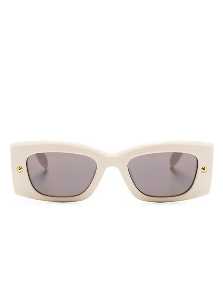 Alexander Mcqueen Eyewear Stud-detailing Rectangle-frame Sunglasses - Neutrals 