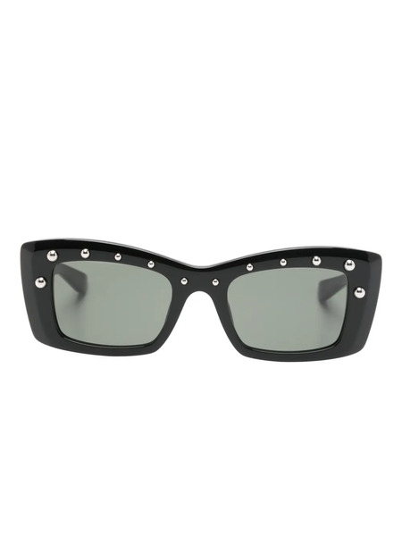  Alexander Mcqueen Eyewear Studded Rectangle-frame Sunglasses - Black 