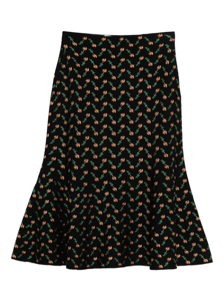  Alexander Mcqueen Floral Jacquard Midi Skirt - Black 