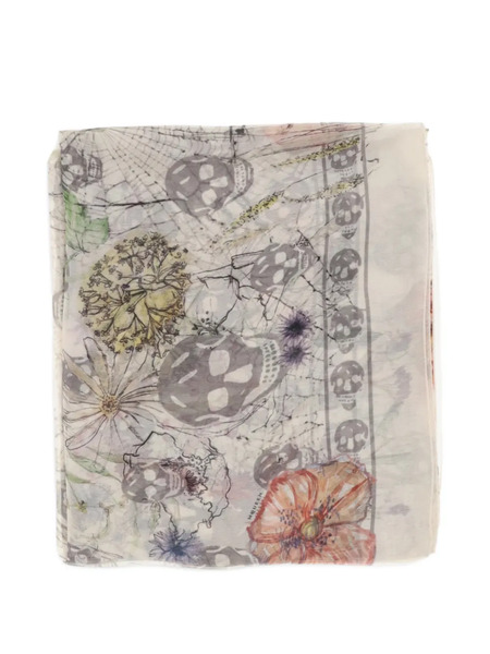  Alexander Mcqueen Floral Skull Scarf - Neutrals 