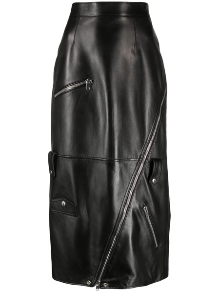  Alexander Mcqueen High-waisted Polished-finish Skirt - Black 