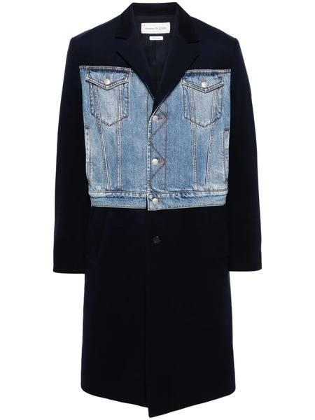 Alexander Mcqueen Hybrid Single-breasted Coat - Blue 