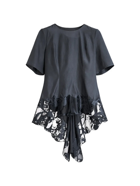  Alexander Mcqueen Lace Short-sleeved Blouse - Grey 