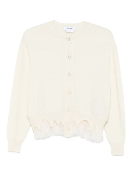  Alexander Mcqueen Lace-trimmed Cardigan - Neutrals 