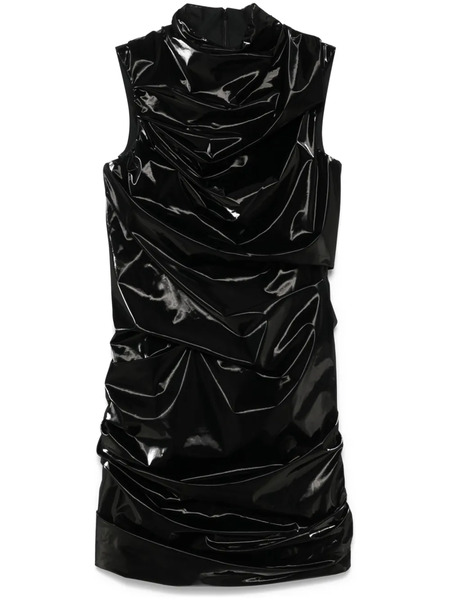  Alexander Mcqueen Laminated Mini Dress - Black 