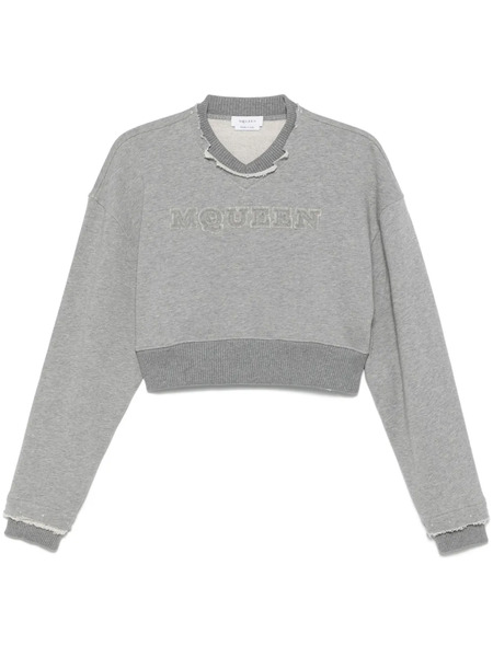  Alexander Mcqueen Logo-lettering Cropped Sweatshirt - Grey 