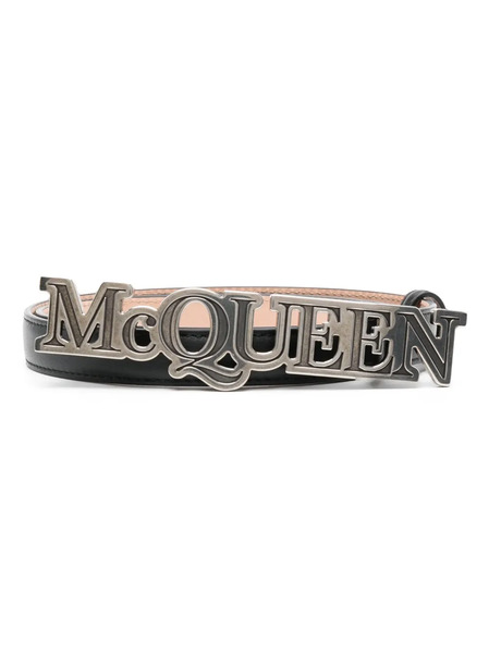  Alexander Mcqueen Logo-plaque Leather Belt - Black 