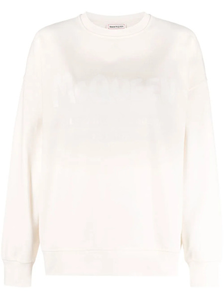  Alexander Mcqueen Logo-print Cotton Sweatshirt - Neutrals 