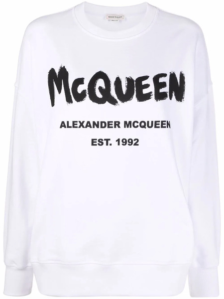  Alexander Mcqueen Logo-print Crew Neck Sweatshirt - White 
