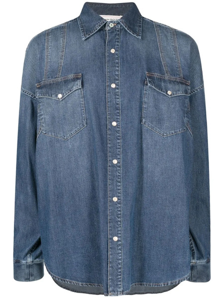  Alexander Mcqueen Long-sleeved Buttoned Denim Shirt - Blue 