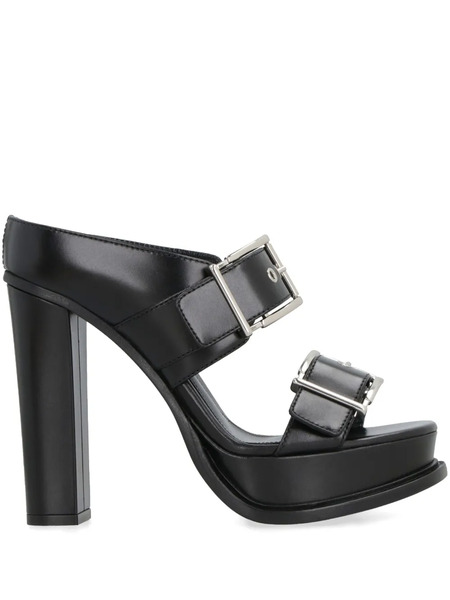  Alexander Mcqueen 120mm Leather Sandals - Black 