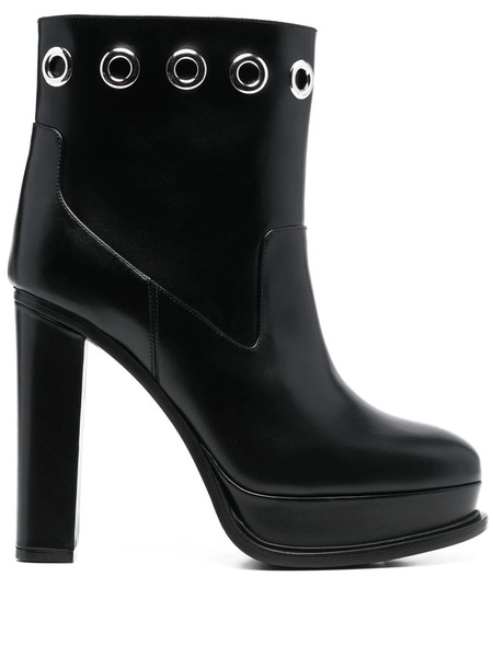 Alexander Mcqueen 130mm Platform-sole Eyelet Boots - Black 
