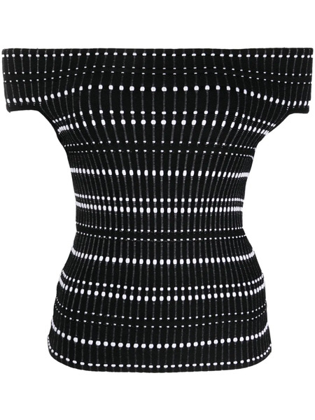  Alexander Mcqueen Open-knit Off-shoulder Top - Black 