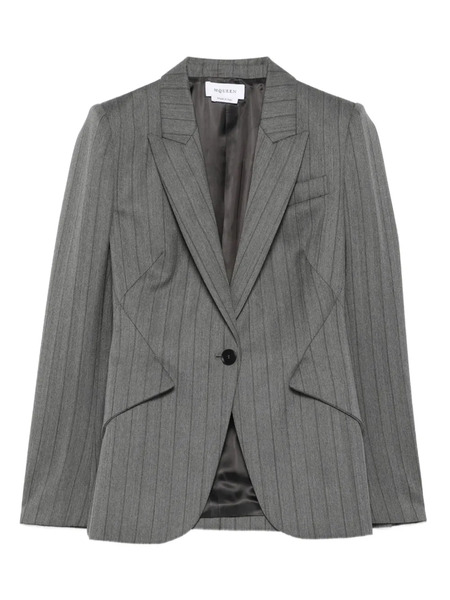  Alexander Mcqueen Pinstripe Single-breasted Jacket - Grey 