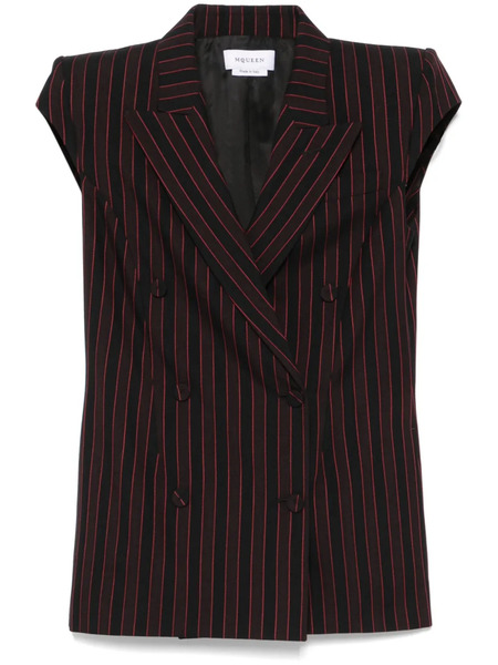  Alexander Mcqueen Pinstriped Sleeveless Blazer - Black 