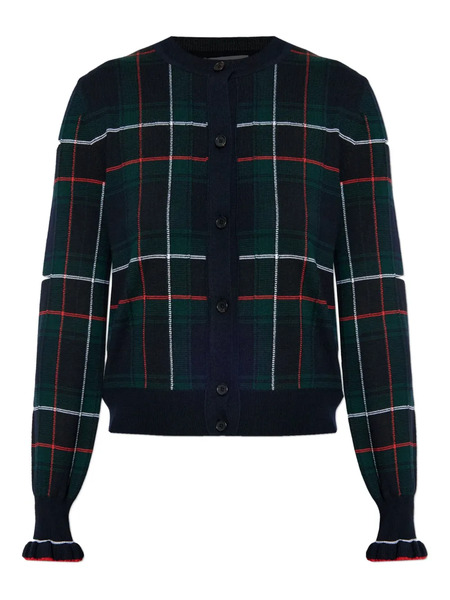  Alexander Mcqueen Plaid Ruffled-cuff Cardigan - Green 