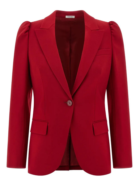  Alexander Mcqueen Puff-sleeve Single-breasted Blazer - Red 