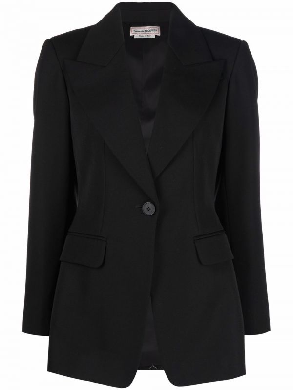  Alexander Mcqueen Rear-tie Single-breasted Blazer - Black 