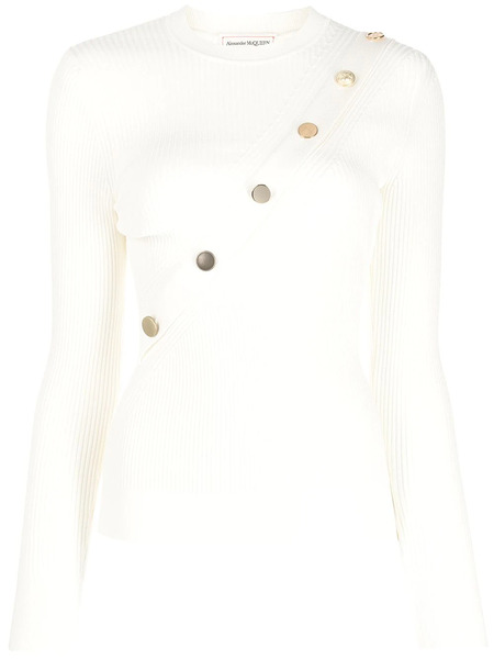  Alexander Mcqueen Ribbed-knit Button-detail Top - White 