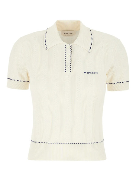  Alexander Mcqueen Ribbed Polo Top - Neutrals 