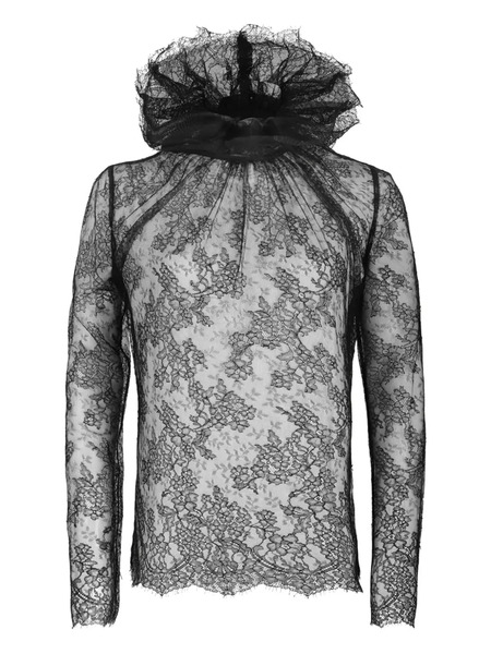  Alexander Mcqueen Ruffled-collar Lace Blouse - Black 