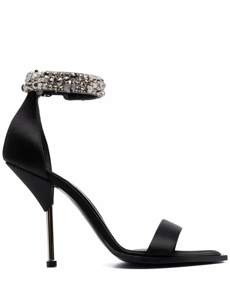  Alexander Mcqueen Satin-embellished Sandals - Black 