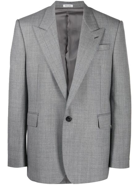  Alexander Mcqueen Single-breasted Wool Blazer - Grey 