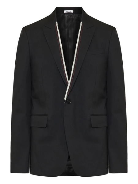 Alexander Mcqueen Single-button Frayed-detail Jacket - Black 