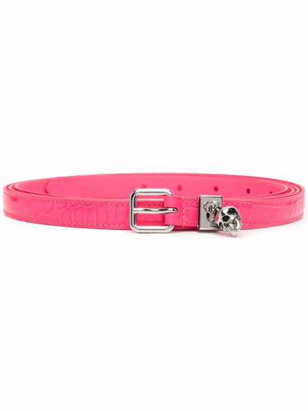 Alexander Mcqueen Skull Charm Buckle Belt - Pink 