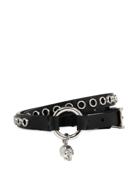  Alexander Mcqueen Skull-charm Leather Bracelet - Black 