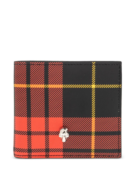  Alexander Mcqueen Skull-detail Tartan-pattern Wallet - Red 