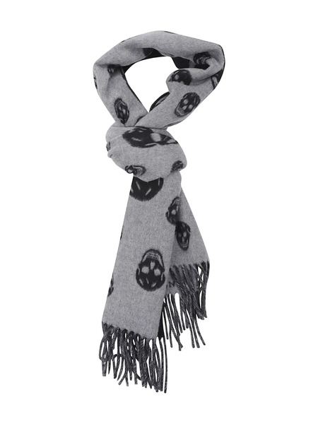  Alexander Mcqueen Skull-pattern Fringed Scarf - Grey 