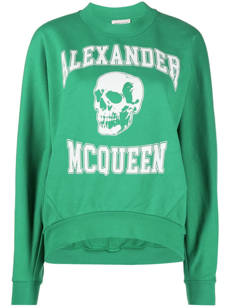  Alexander Mcqueen Skull-print Stretch-cotton Sweatshirt - Green 