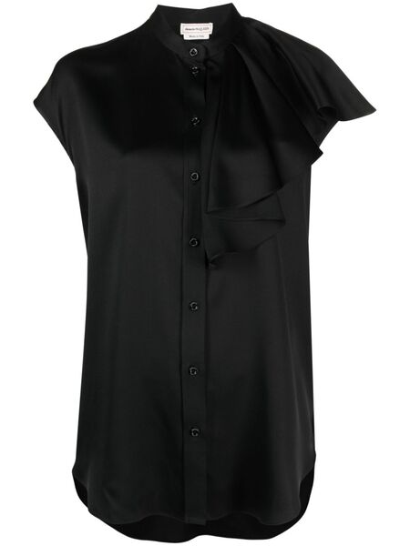  Alexander Mcqueen Sleeveless Ruffled Blouse - Black 