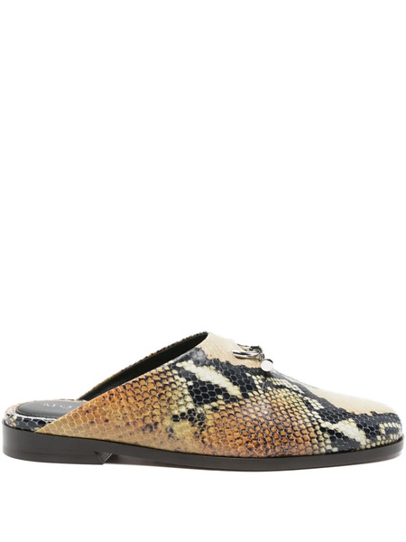  Alexander Mcqueen Snakeskin-effect Leather Mules - Neutrals 
