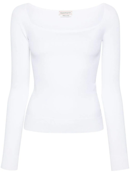  Alexander Mcqueen Square-neck Fine-knit Top - White 